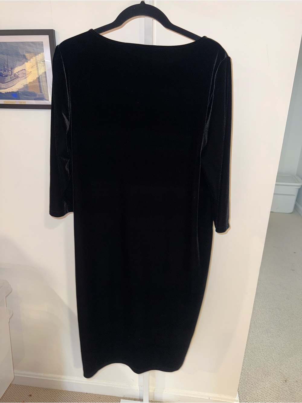Chico's Black Velvet Long Sleeve Sheath Dress